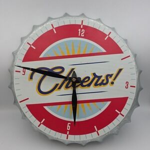 Cheers! Galvanized Steel Bottle Cap 14" Quartz Wall Clock Works